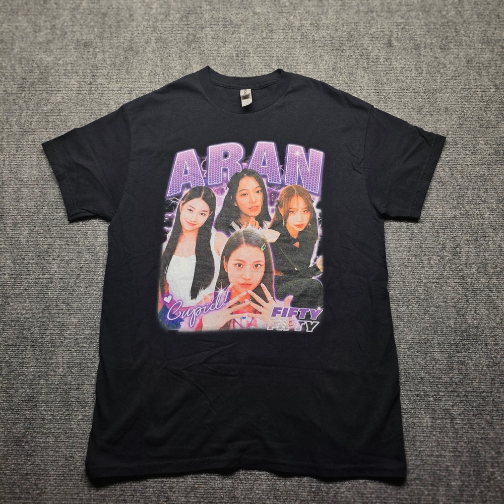Gildan Fifty Fifty K-Pop Cupid Graphic T-Shirt Black Mens Medium Aran Keena